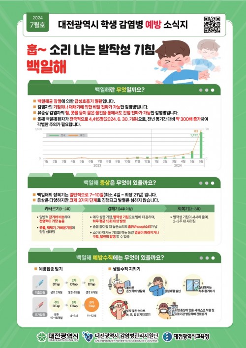 2024년 7월호 대전광역시 학생 감염병 예방 소식지 (백일해)